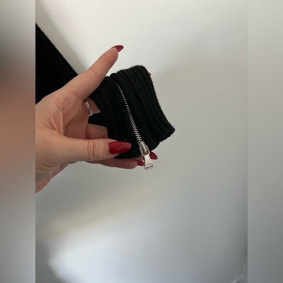 Milly x REVOLVE Slim Rib Suede Pocket Turtleneck Mini Dress in Black Small - Picture 6 of 9